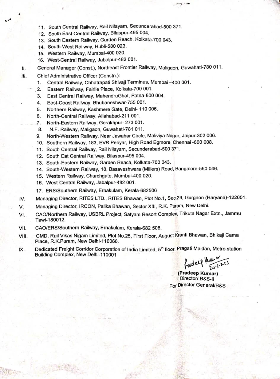 RDSO Approved Vendors — Zonal Railways