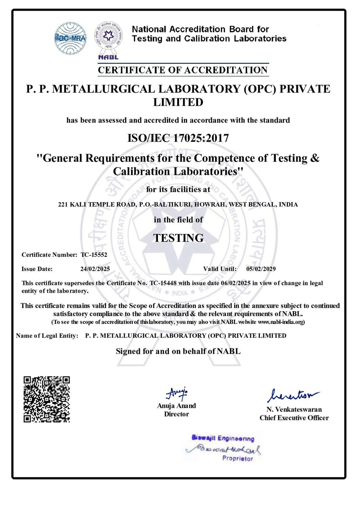 NABL Accreditation — ISO/IEC 17025