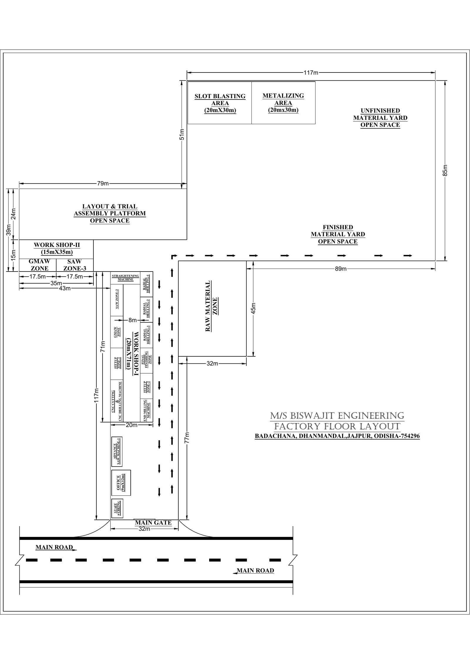 Factory floor layout of BISWAJIT ENGINEERING fabrication facility