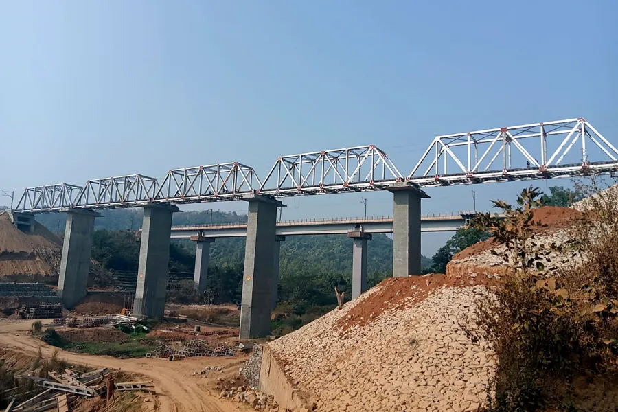Railway bridge construction work