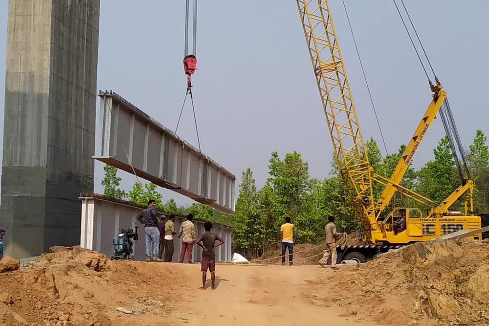 DKB Doubling Project — Jaroli to Jakhapura railway bridge girder work